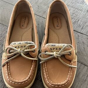 Sperry Tan Leather Loafers with Moccasin Stitching